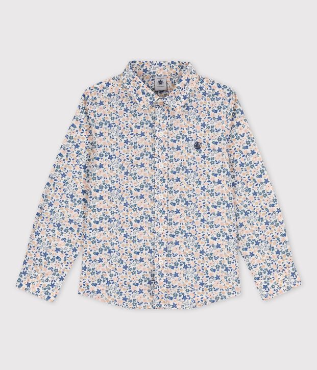 Camisa de popelina de ni&ntilde;o blanco/multicolor