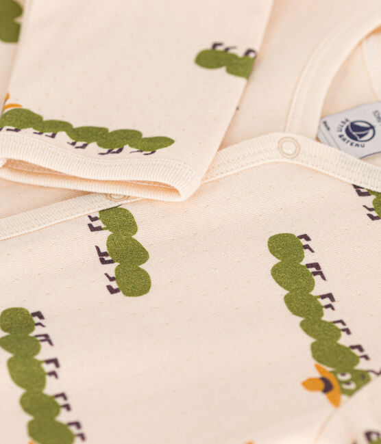 Pijama de algodón con estampado animal para bebé blanco AVALANCHE/ MULTICO