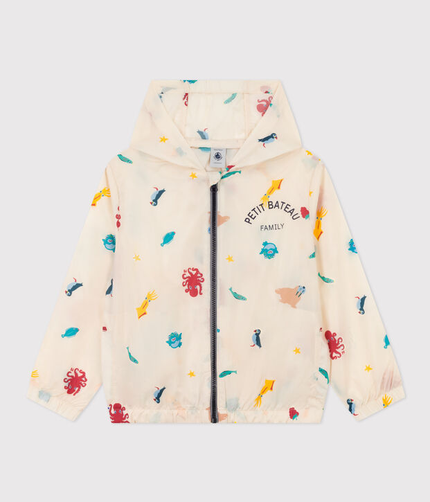 Cortavientos de material reciclado para ni&ntilde;o/ni&ntilde;a crudo/multicolor