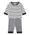 Pijama sin pies para bebé niño beige COQUILLE/azul SMOKING