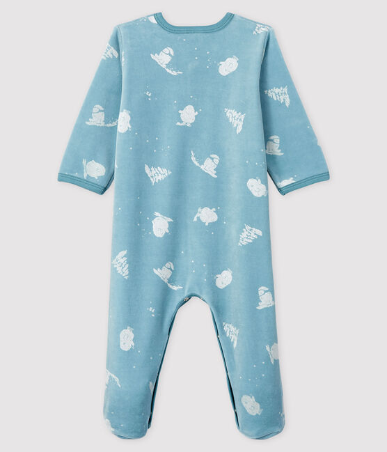 Pelele de terciopelo Yéti para bebé niño azul BRUME/ MARSHMALLOW