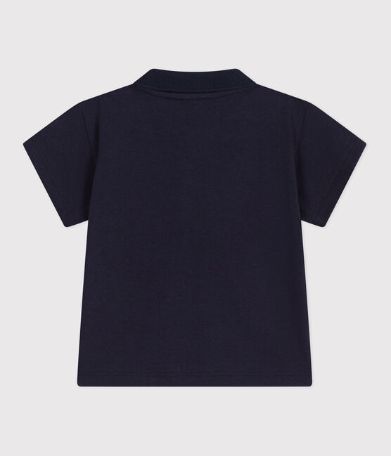 Polo liso de manga corta de algodón para bebé azul SMOKING