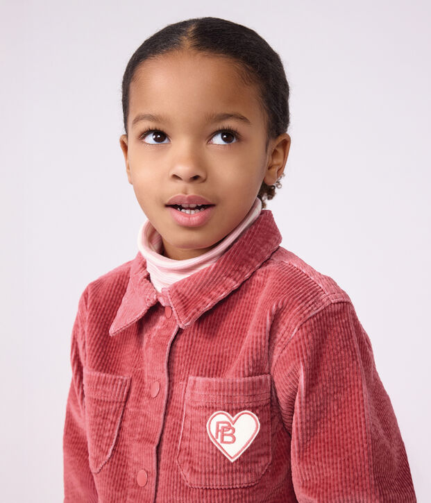 Camisa infantil lisa de terciopelo rosa