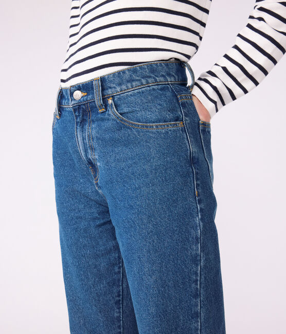 Pantalón denim recto para mujer azul DENIM MOYEN