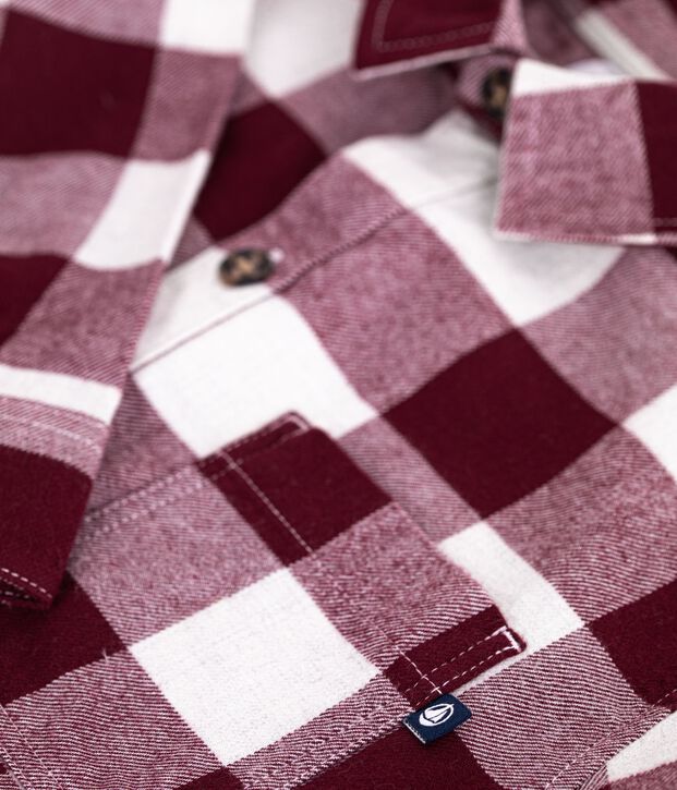 Camisa infantil de algod&oacute;n a cuadros marron/beige