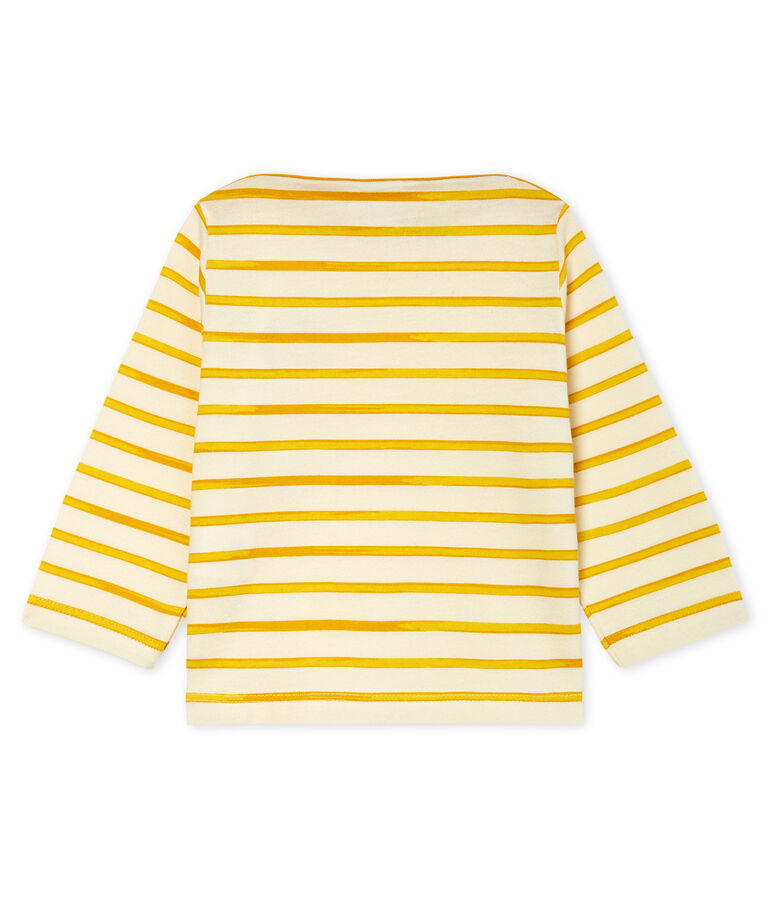 Camiseta de manga larga a rayas para beb&eacute; ni&ntilde;o blanco/amarillo