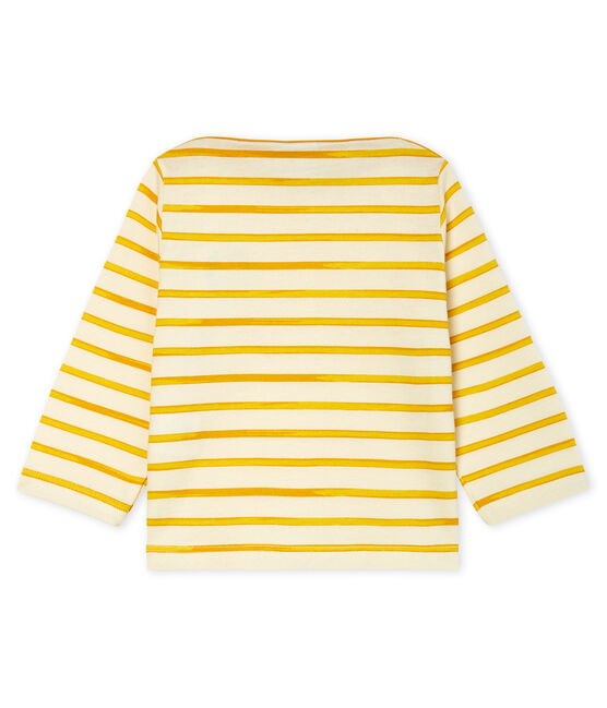 Camiseta de manga larga a rayas para bebé niño blanco MARSHMALLOW/amarillo BOUDOR