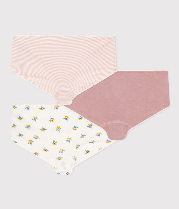 Juego de 3 culottes de algod&oacute;n con flor para ni&ntilde;a multicolor