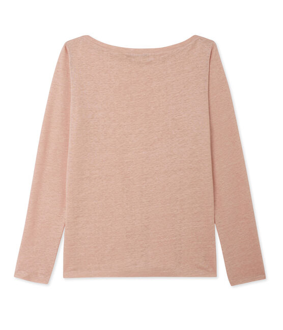 Camiseta de manga larga de lino brillante para mujer rosa ROSE/gris ARGENT