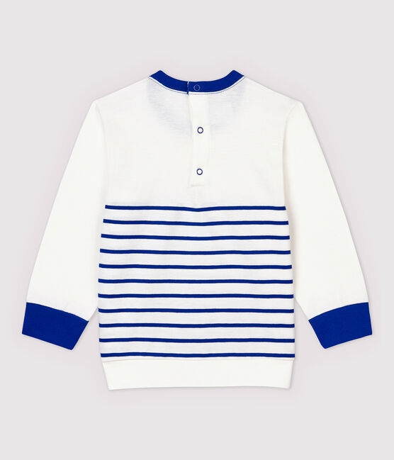 Sudadera de punto de rayas de bebé niño blanco MARSHMALLOW/azul SURF