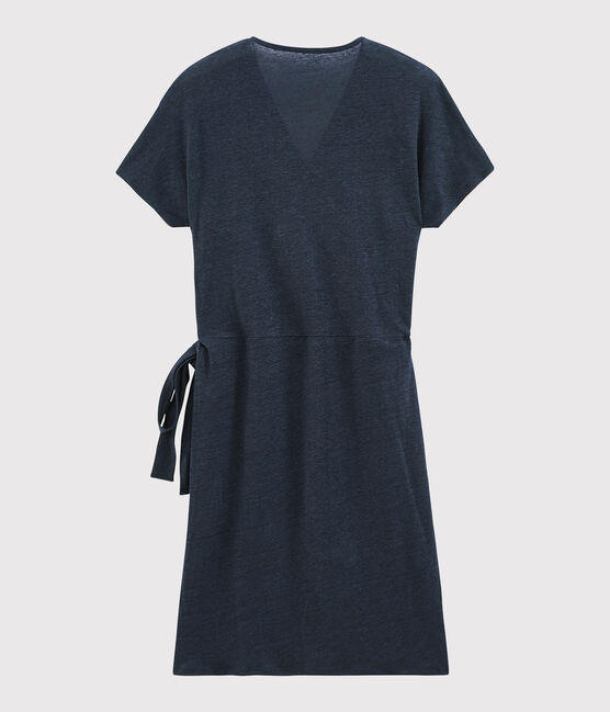 Vestido manga corta de lino irisado para mujer azul SMOKING/rosa COPPER