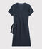 Vestido manga corta de lino irisado para mujer azul SMOKING/rosa COPPER