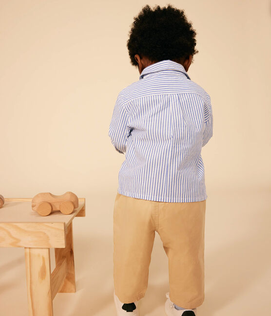 Camisa de popelina a rayas para bebé GAULOISE/ MARSHMALLOW