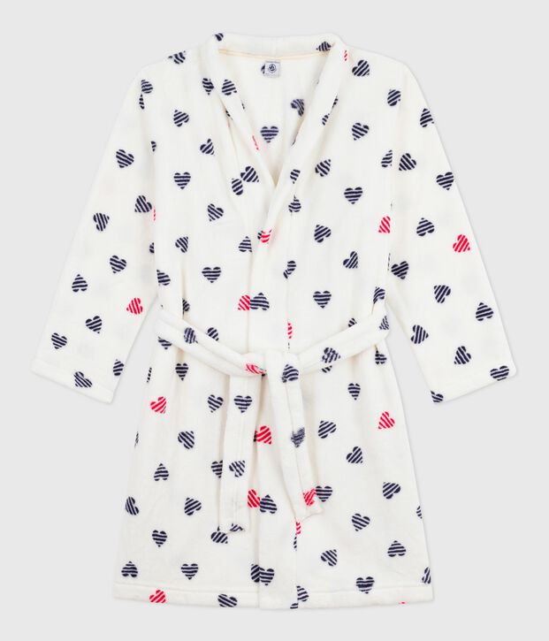 Bata polar infantil estampada blanco/multicolor