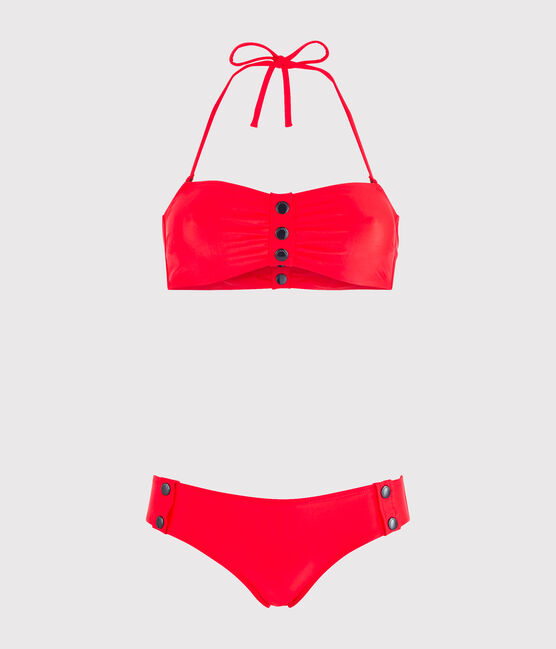 Traje de baño de 2 piezas ecorresponsable para mujer rojo PEPS