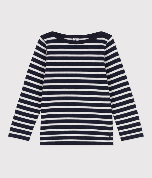 Marinera emblem&aacute;tica de algod&oacute;n para ni&ntilde;a azul/gris