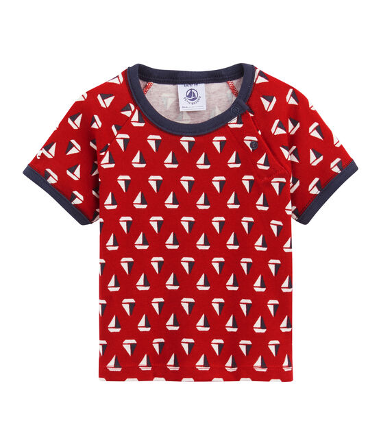 Camiseta estampada para bebé niño. beige COQUILLE/rojo TERKUIT/ MULTICO