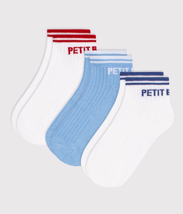3 pares de calcetines infantiles deportivos de algod&oacute;n multicolor