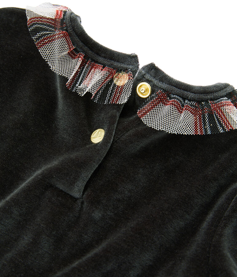 Vestido de manga corta para ni&ntilde;a negro/multicolor