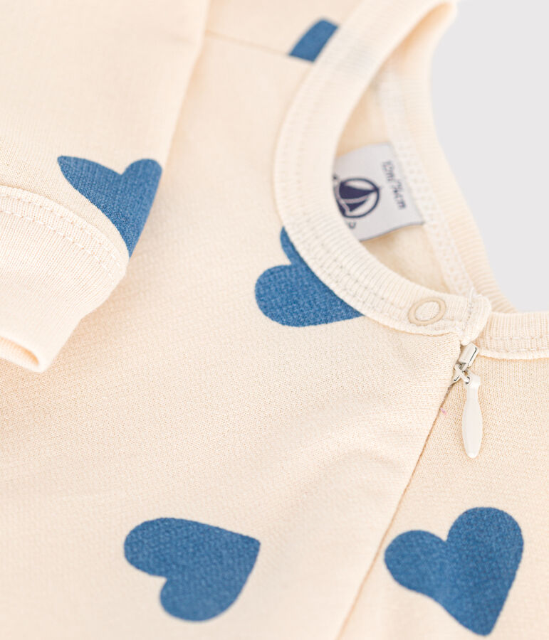Pijama de felpa cepillada con estampado de corazones para beb&eacute; crudo/azul