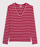 Camiseta icónica con cuello de pico para mujer rojo TERKUIT/blanco MARSHMALLOW