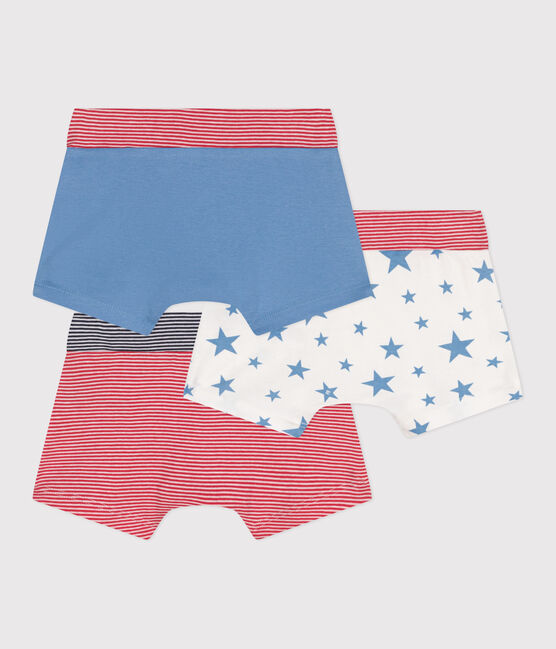 Juego de 3 bóxeres infantiles de algodón estampado con cintura recubierta y estampado de estrellas variante 1