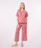 Pijama de algodón con estampado de corazón para mujer rosa ROSEWOOD/ MARSHMALLOW