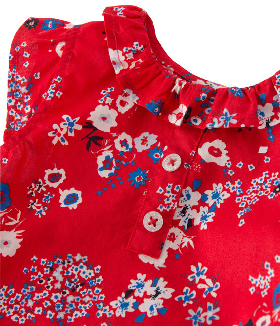 Vestido estampado de bebé niña  rojo PEPS/blanco MULTICO