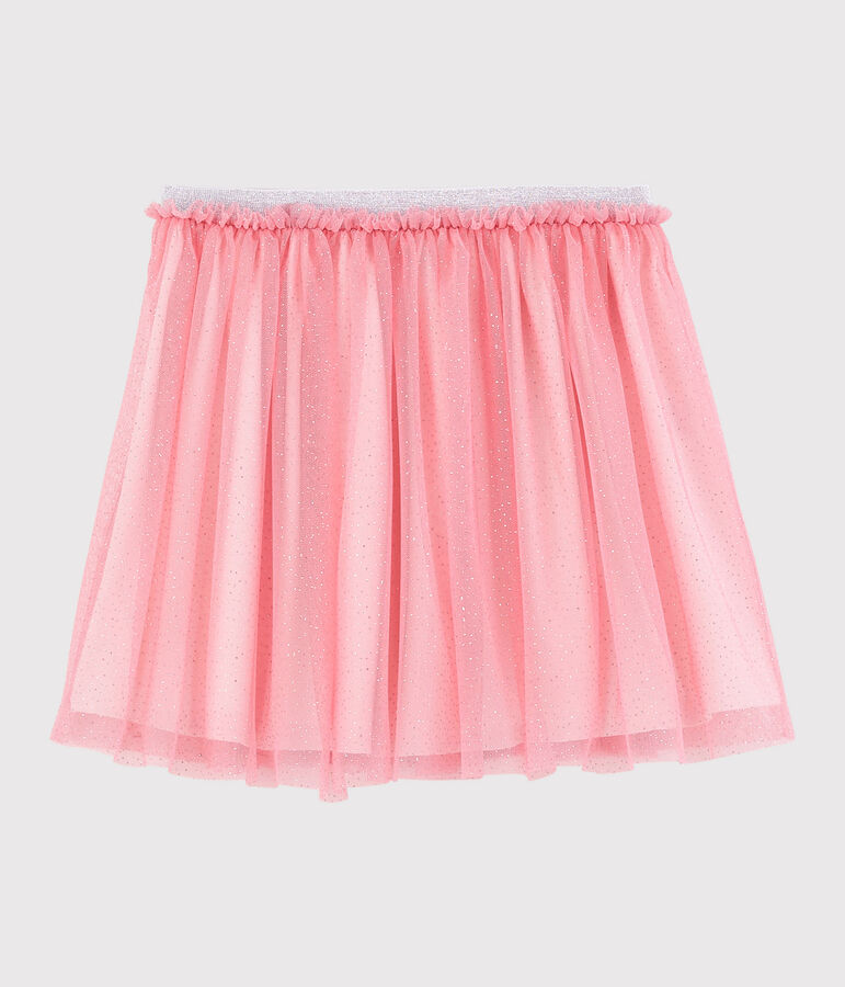 Falda de tul con lentejuelas de ni&ntilde;a rosa/gris