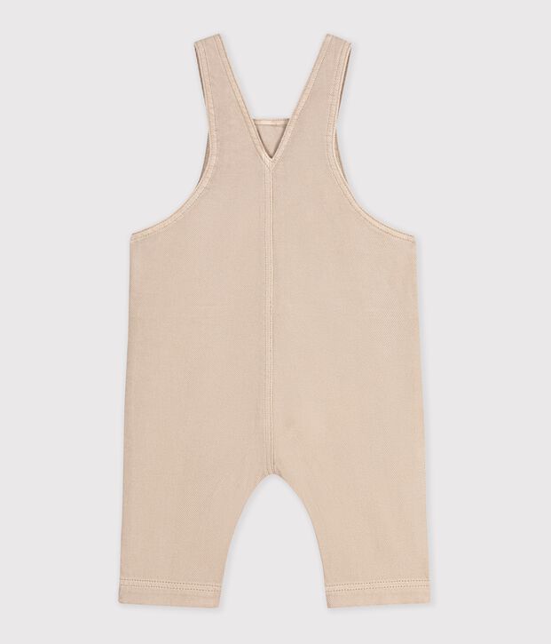 Peto largo y liso de sarga para beb&eacute; beige