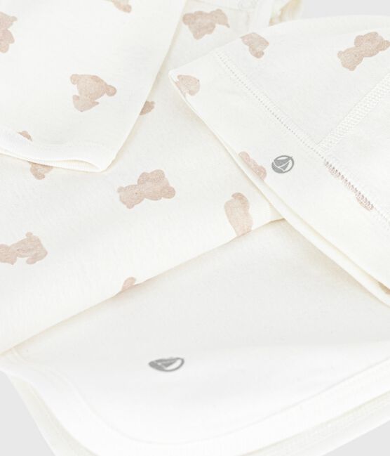 Estuche regalo para bebé de algodón estampado MARSHMALLOW/ BRUN