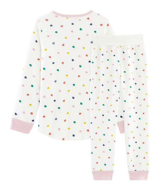 Pijama para niña de talle alto y punto doble cara blanco MARSHMALLOW/blanco MULTICO