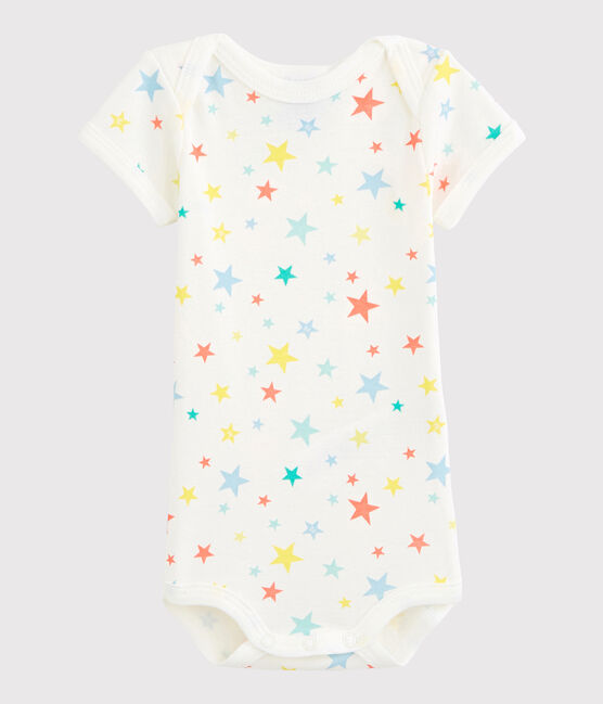 Bodi de manga corta de bebé niña/niño blanco MARSHMALLOW/blanco MULTICO