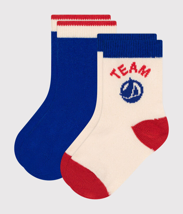 2 pares de calcetines de algod&oacute;n Team Petit Bateau para beb&eacute; multicolor