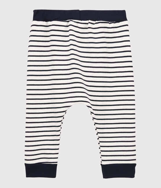 Pantalón de muletón de bebé. blanco MARSHMALLOW/azul SMOKING