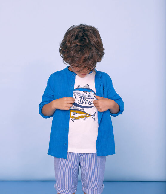 Camiseta manga corta infantil para niño blanco MARSHMALLOW