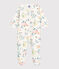 Pijama enterizo de flores de tejido tubular de bebé niña blanco MARSHMALLOW/blanco MULTICO
