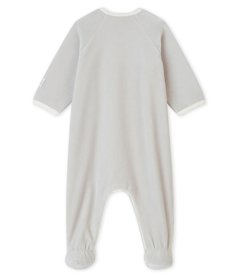 Pelele de terciopelo de gato para beb&eacute; gris/azul