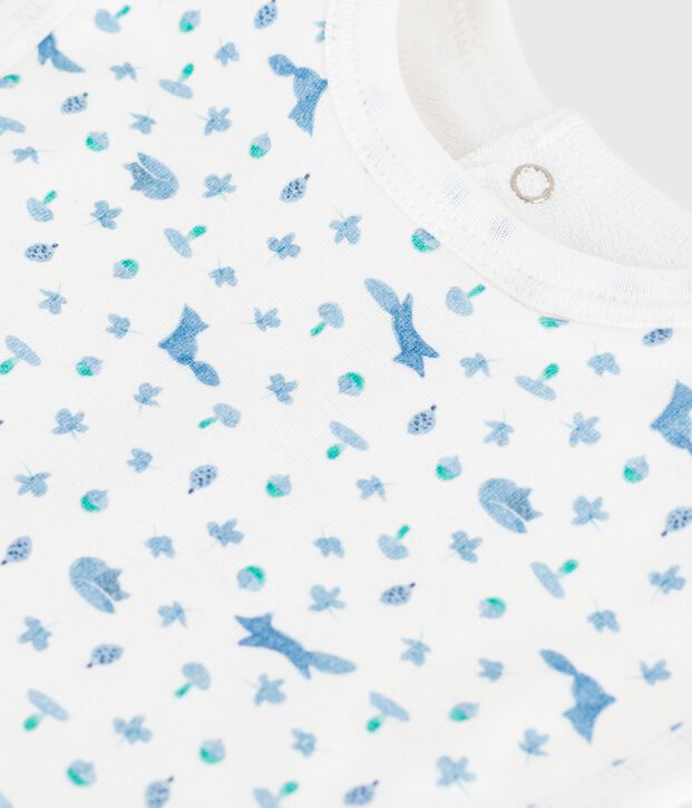 Babero de algod&oacute;n estampado para beb&eacute; blanco/azul