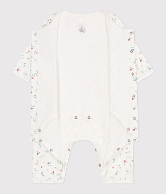 Bodyjama de algodón sin pies con frutas para bebé blanco MARSHMALLOW/blanco MULTICO