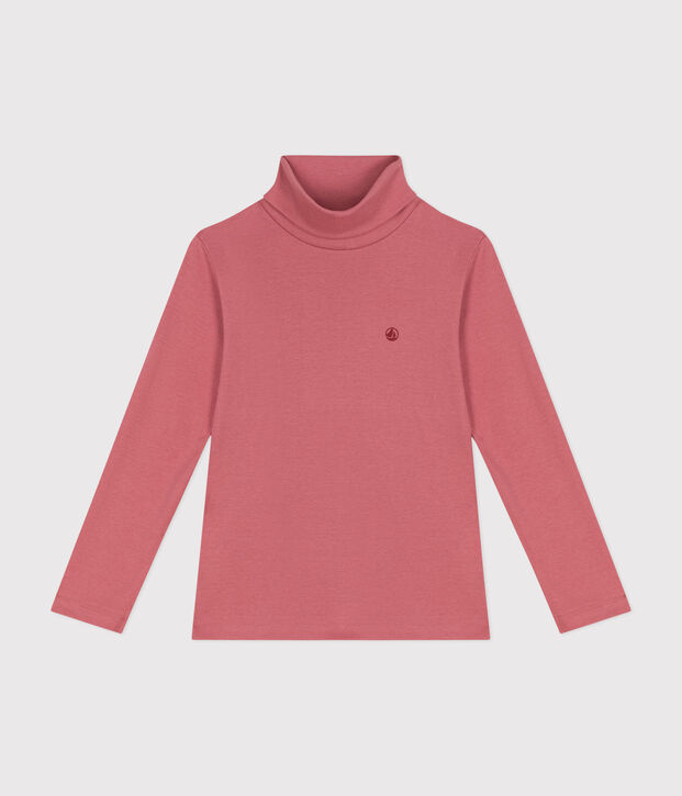 Camiseta de cuello alto de algod&oacute;n para ni&ntilde;o/a rosa