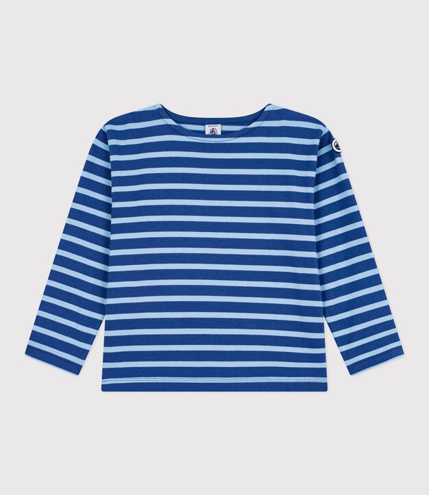 Marinera infantil de algod&oacute;n a rayas azul/azul