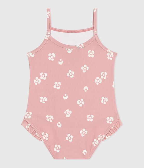 Bañador con volantes y estampado de flores para bebé rosa CHARME/blanco MARSHMALLOW