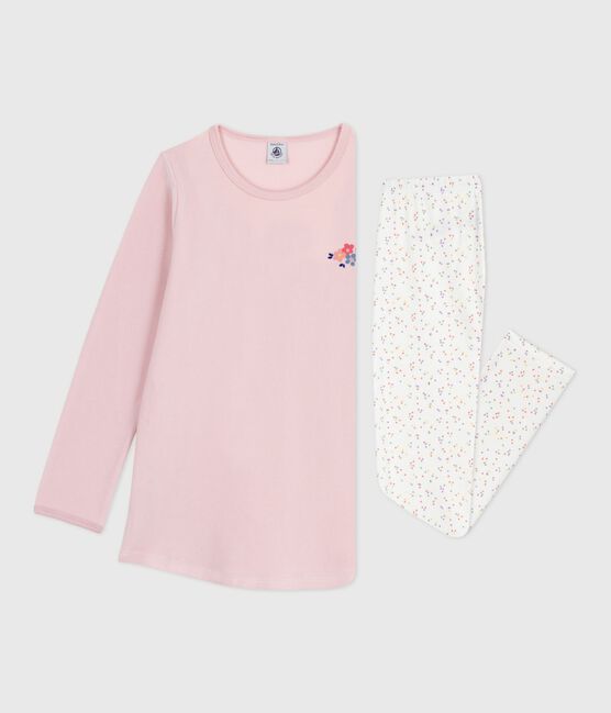 Camisón y leggings infantiles de terciopelo rosa JOLI/blanco MULTICO