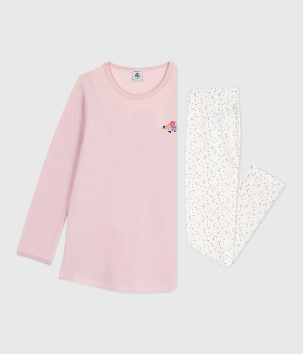 Camis&oacute;n y leggings infantiles de terciopelo rosa/multicolor