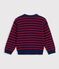 Jersey infantil de lana y algod&oacute;n a rayas azul/rojo