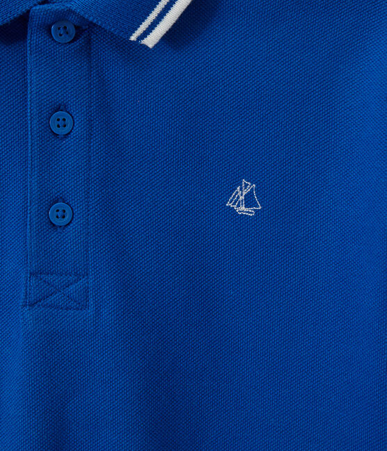 Polo para niño en jersey piqué azul PERSE