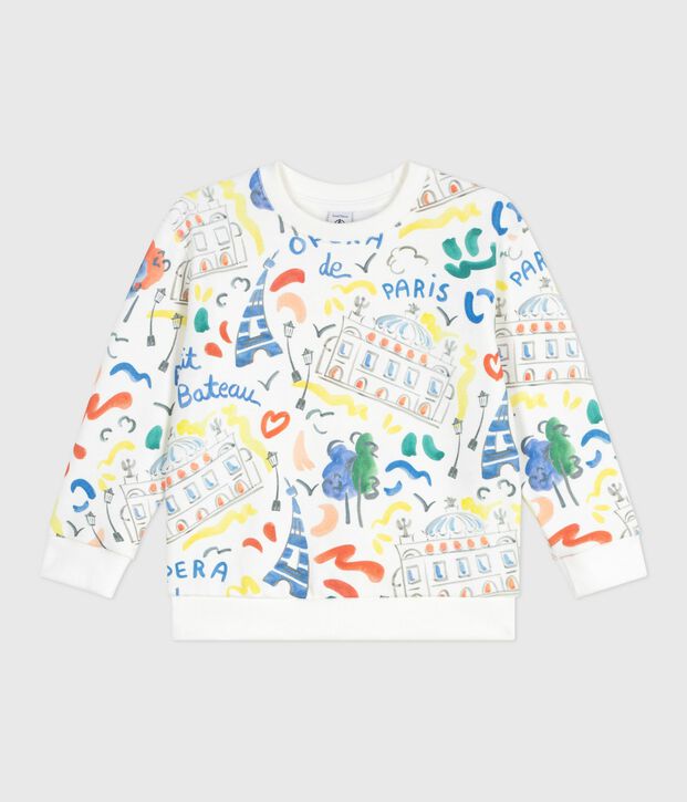 Sudadera infantil de algod&oacute;n con estampado blanco/multicolor