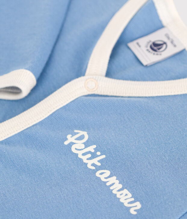 Pijama de algod&oacute;n liso para beb&eacute; azul