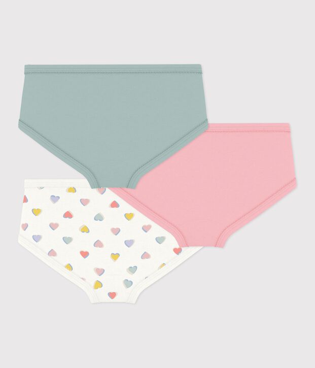 Juego de braguitas infantiles de algod&oacute;n de talle alto con corazones multicolor